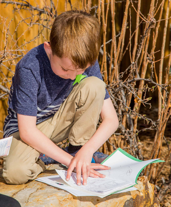 kid doing an outdoor project