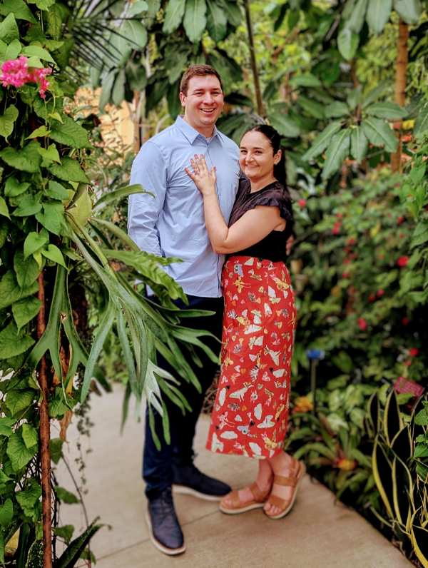 Couple after proposal in the Butterfly House
