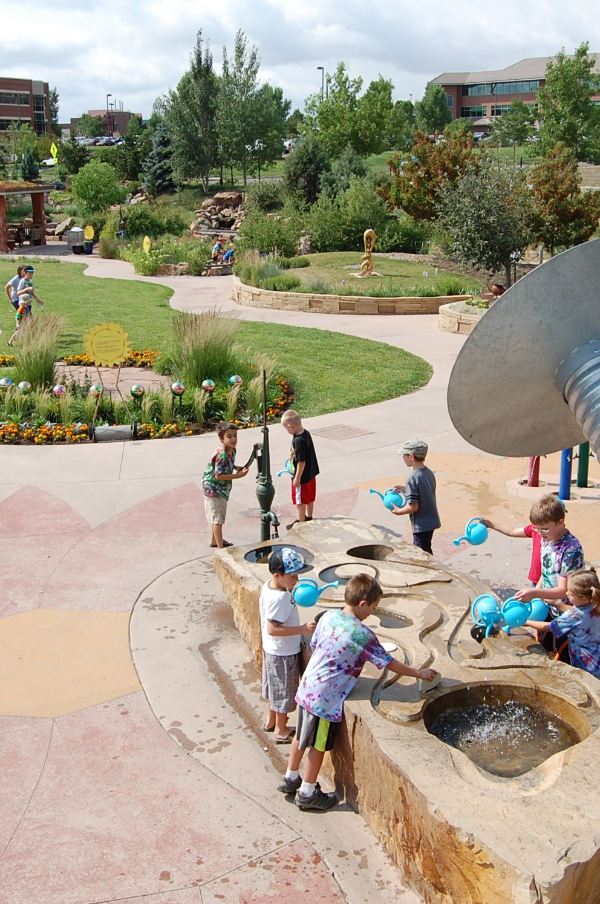 kids playing in Children's Garden