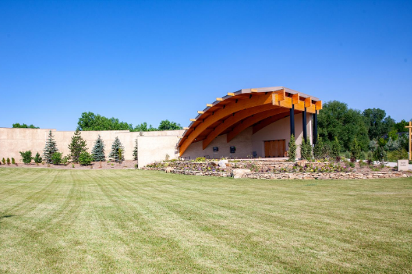 Great Lawn community gathering space and pavilion for summer concerts