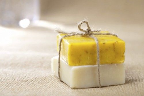 handmade soaps stacked