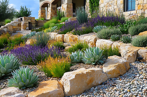 xeriscaped front yard