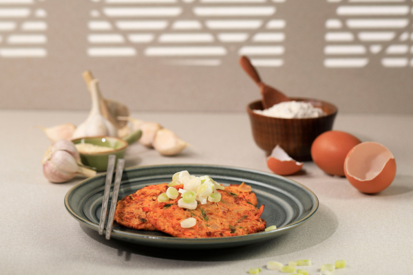 kimchi pancake on a plate