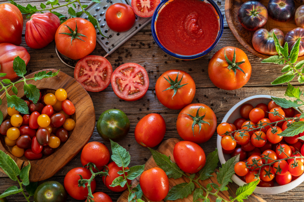 a variety of tomatoes