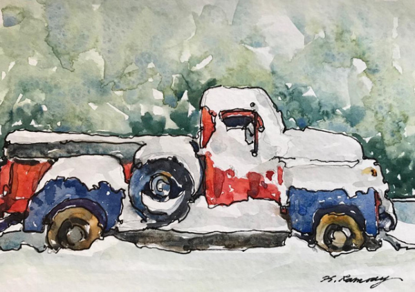 truck in snow by karen ramsay