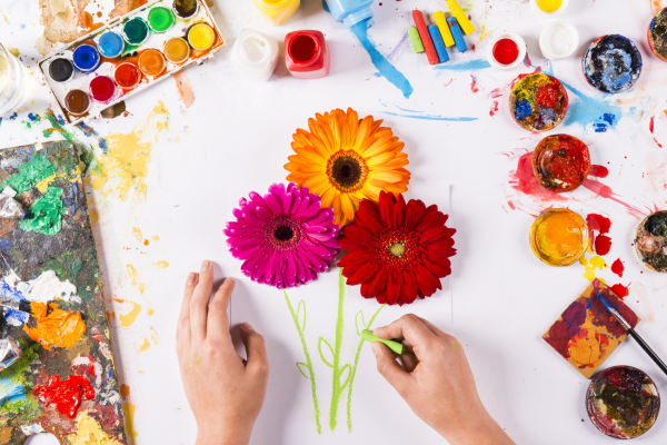 mixed media floral art piece