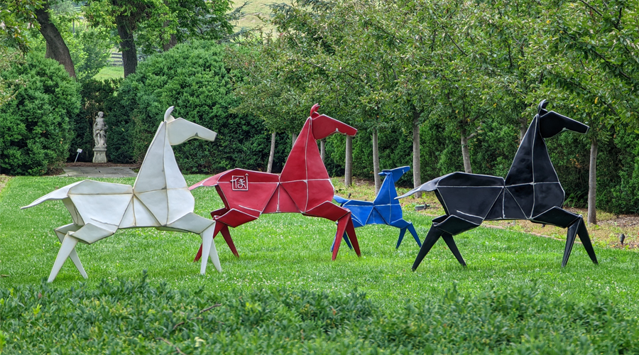 Painted Ponies sculpture from Origami in the Garden