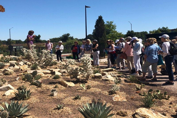 adults on a tour of a garden