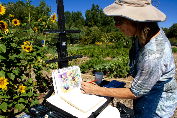 person painting outside
