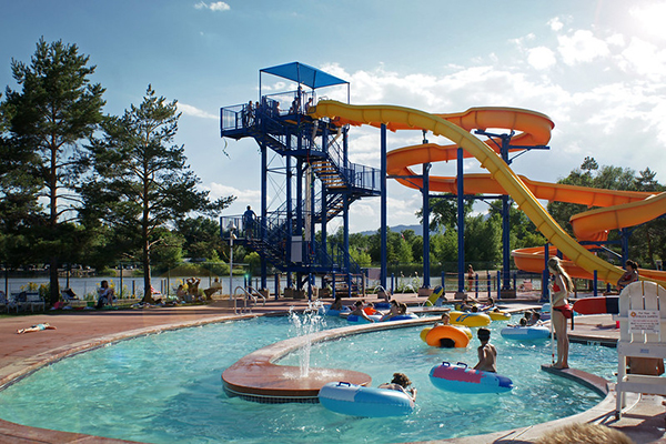 slide at outdoor pool