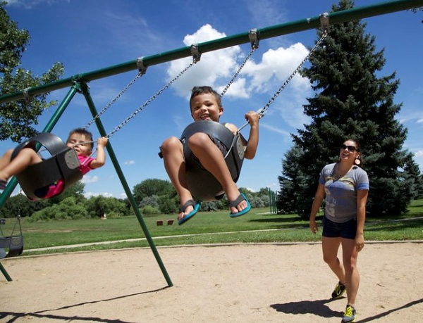 Children on swings