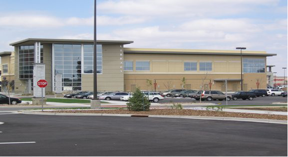 External view of Council Tree Public Library, Fort Collins, Colorado. 