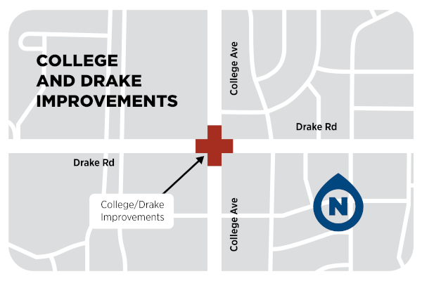 College and Drake area map.