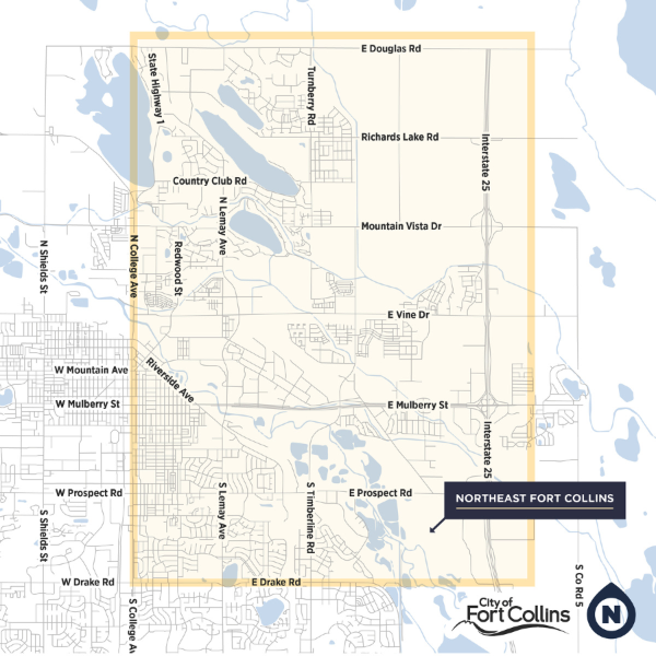 Northeast Fort Collins: North of Drake Road, east of College Avenue