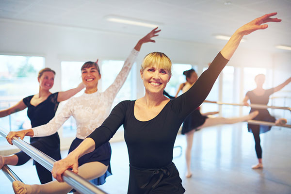 group doing ballet in studio