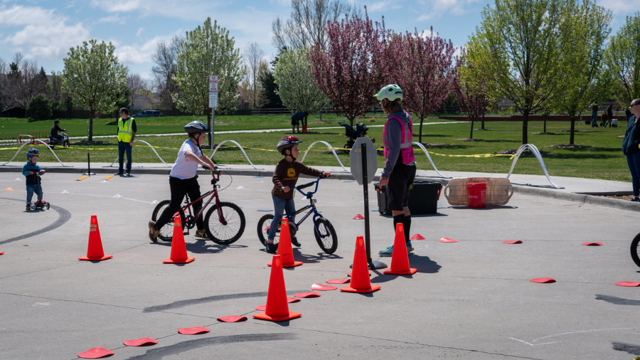 Kids riding bicycles