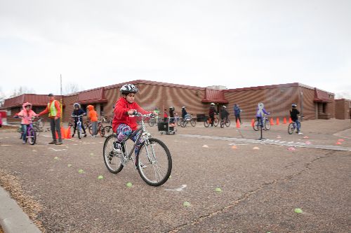 Bike-ped safety education during PE at Irish Elementary