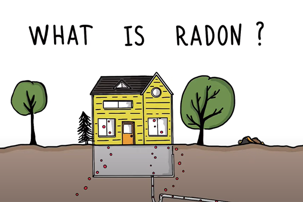 illustration of house with radon undernearth