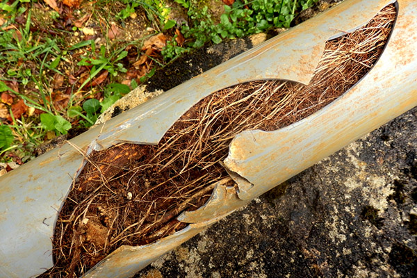 Tree roots in sewer pipes