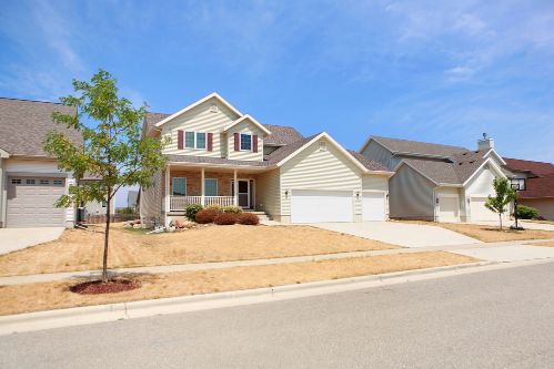 Neighborhood with dry lawns