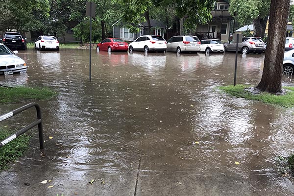 Flooding in downtown Fort Collins
