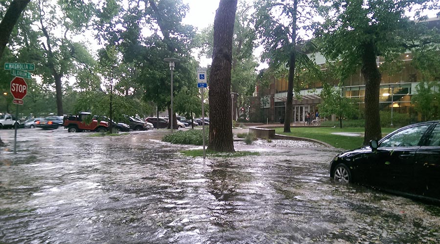 Flooding at Lincoln Center.