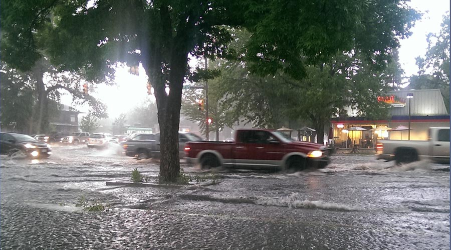 Flooding at Mulberry and College.