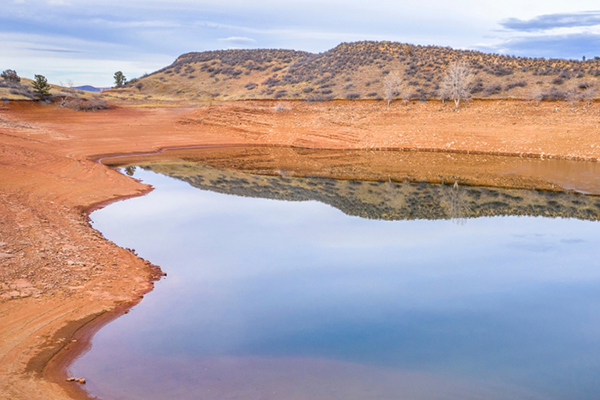 Low water level on Horsetooth Reservoir