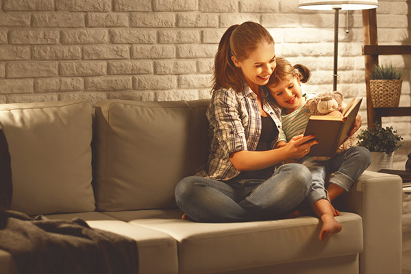 Mom reading to child