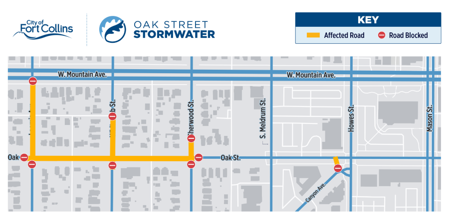 Oak Street closure map as of April 29.