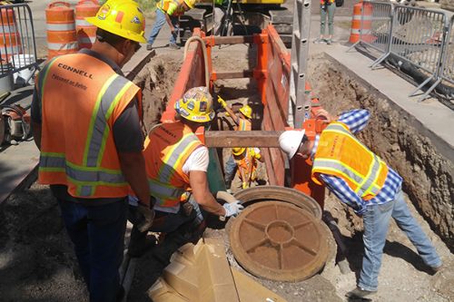 Crews prepare for pipe-bursting