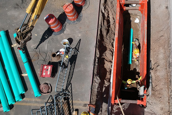 Pipe-bursting ariel view.