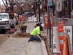 installing pavers on Walnut Street