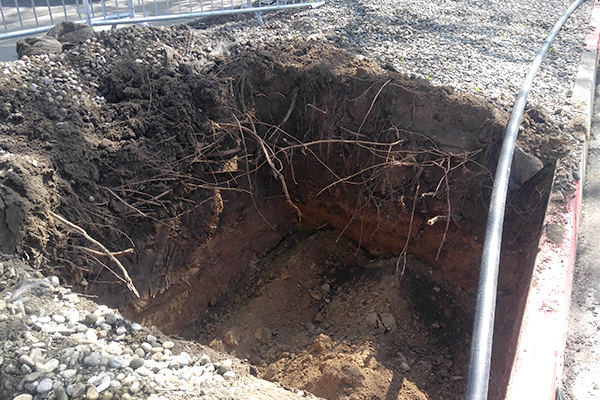 This pit allows for a future waterline tie-in.