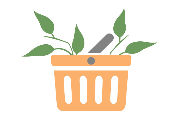 an icon showing a basket holding plants