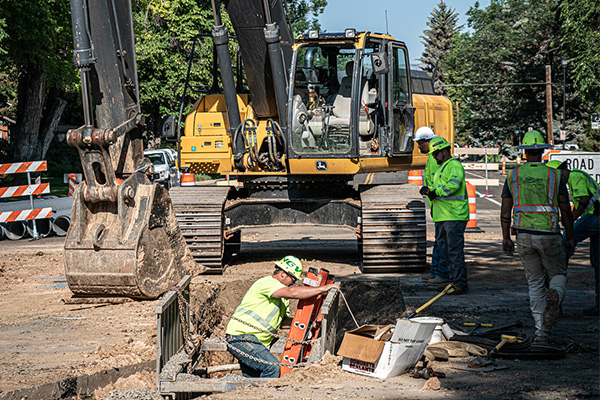 crew at work with heavy machinery