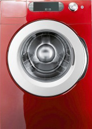 red clothes washer