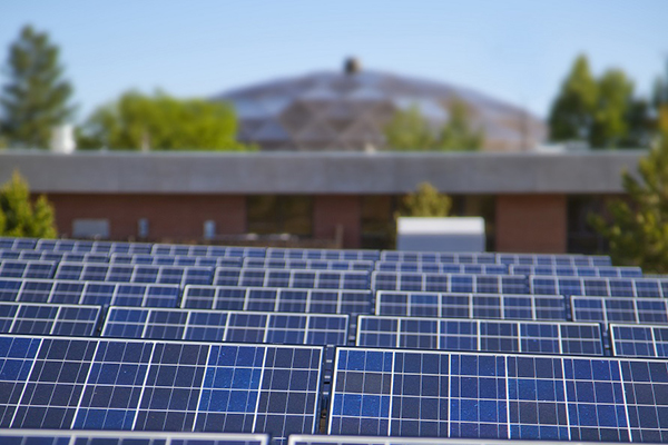 Solar panels at water treatment facility