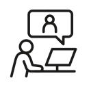 Icon indicating someone receiving support through internet interactions